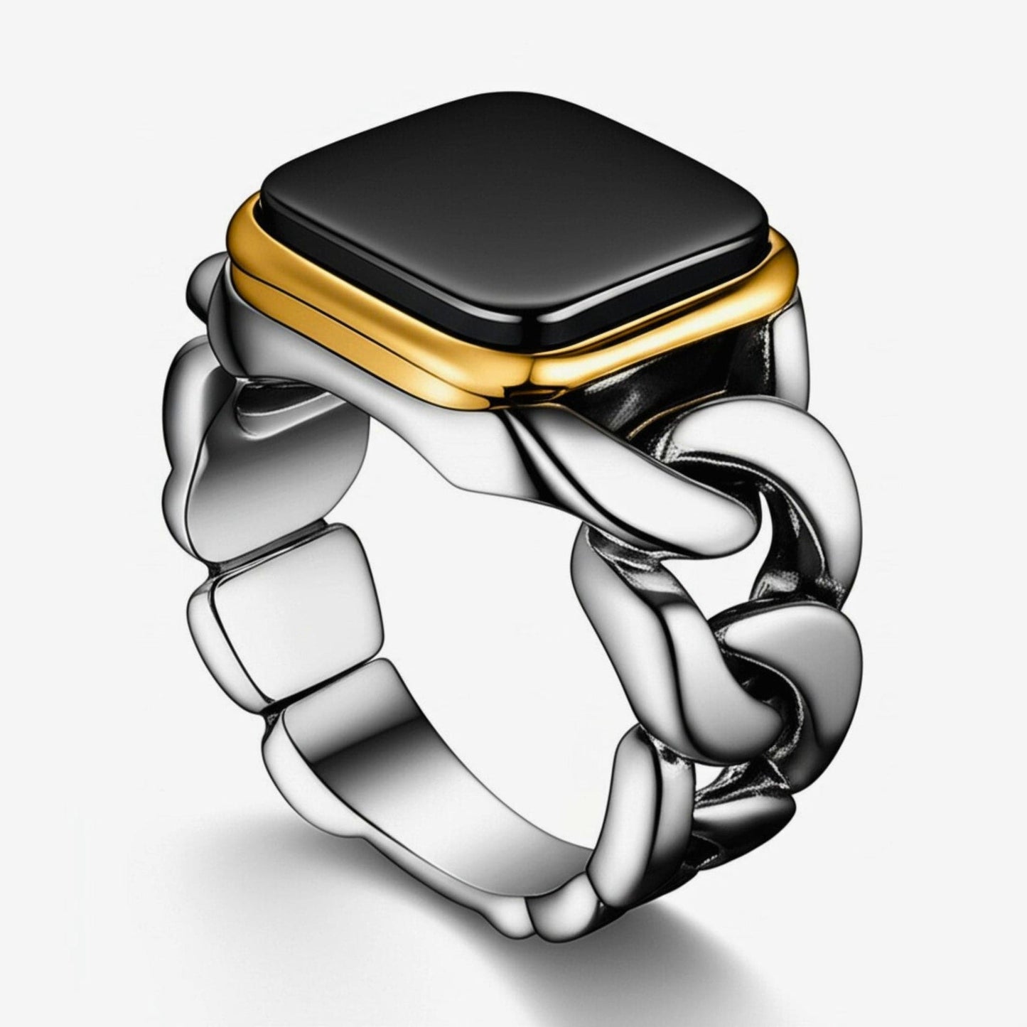 THE MEN THING Rings Royal Series - DARK ENCLAVE RING - Pure Stainless Steel Men’s Steel-Gold-Plated Ring – Statement Luxury Jewelry (Size : 19-22-24)