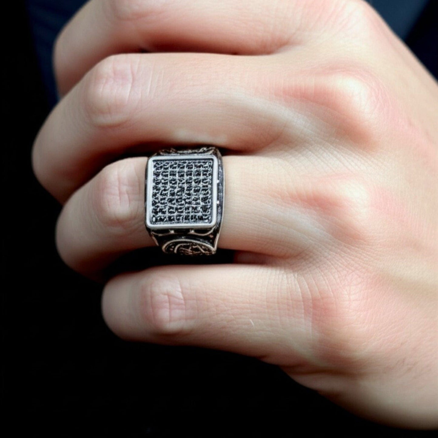 THE MEN THING Rings Royal Series - DARK REGENT RING - Pure Stainless Steel Men’s Steel-Plated Ring – Statement Luxury Jewelry (Size : 17-20-22-25-27)
