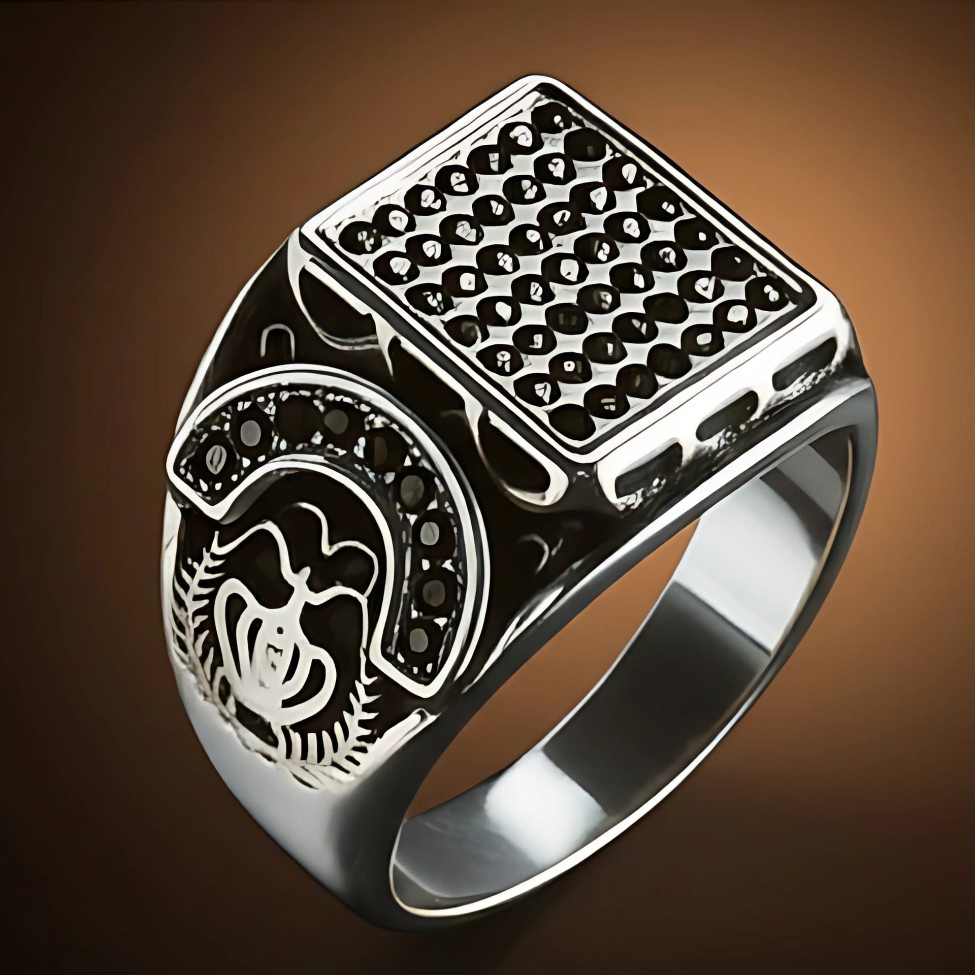 THE MEN THING Rings Royal Series - DARK REGENT RING - Pure Stainless Steel Men’s Steel-Plated Ring – Statement Luxury Jewelry (Size : 17-20-22-25-27)