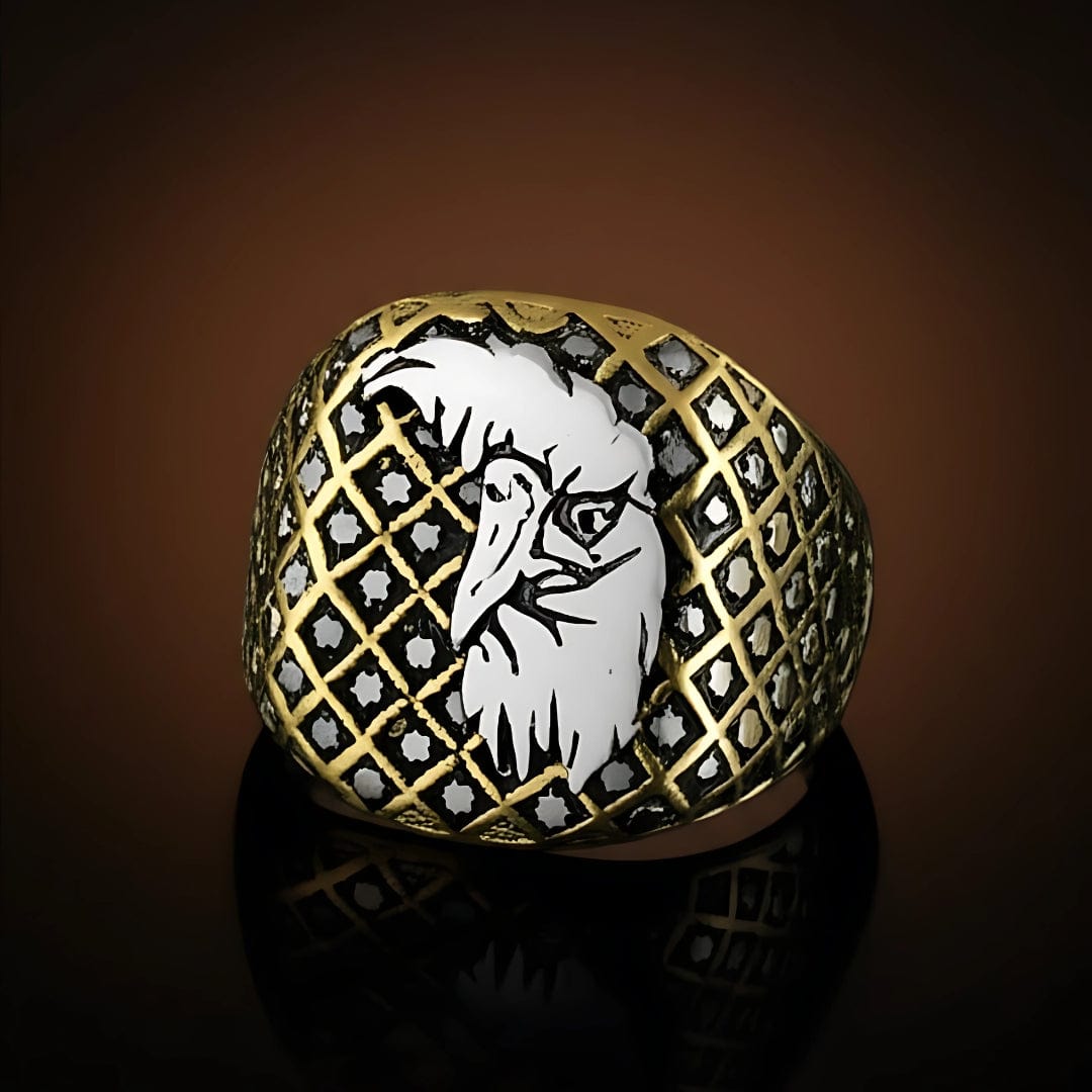 THE MEN THING Rings Royal Series - DOMINION RUNE RING - Pure Stainless Steel Men’s Gold-Plated Ring – Statement Luxury Jewelry (Size : 19-22-24-27)