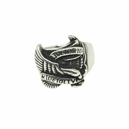 THE MEN THING Rings Royal Series - EAGLE FREEDOM RIDER - Pure Stainless Steel Men’s Steel-Plated Ring – Statement Luxury Jewelry (Size :16-18-19-20-21-25-27-28-29-31)