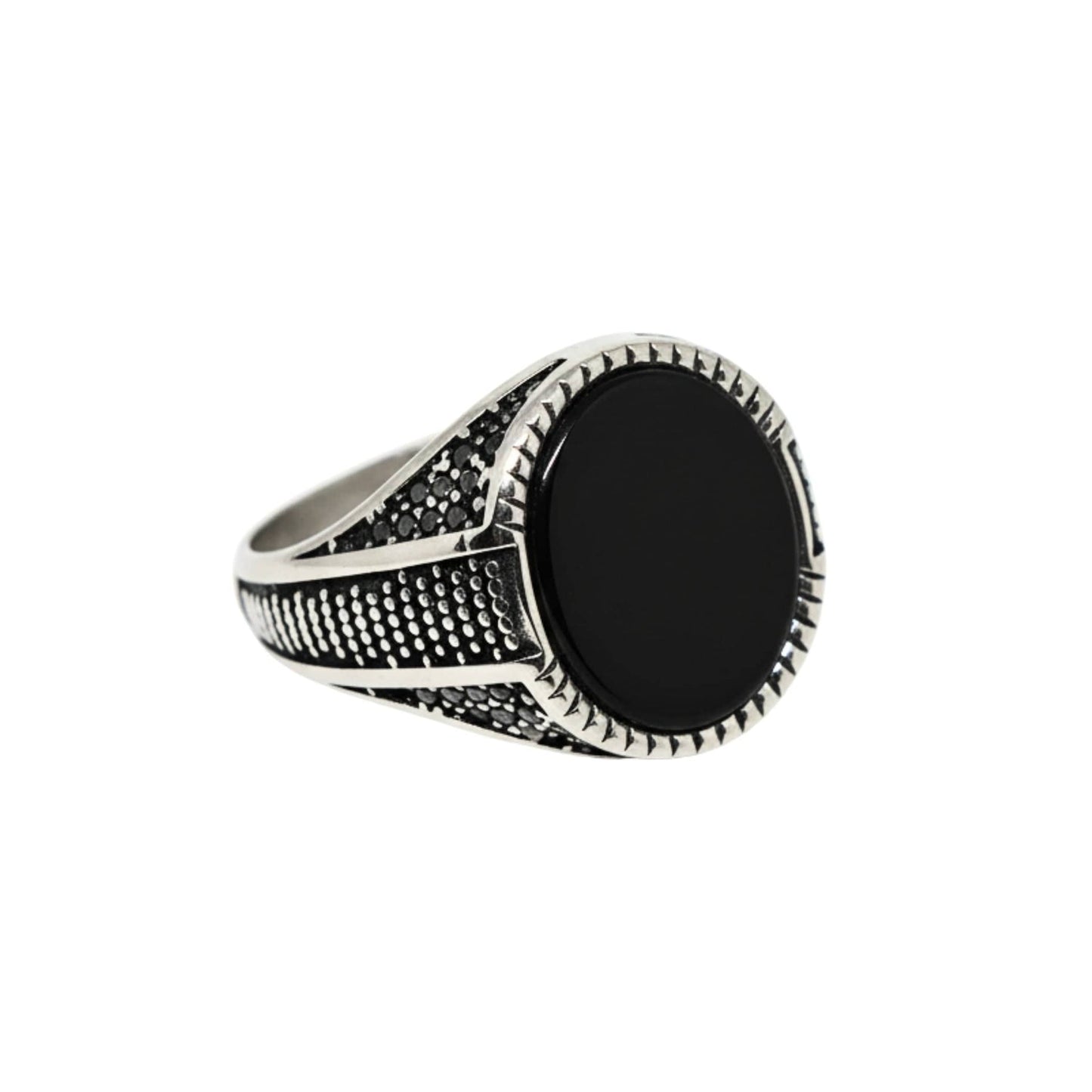 THE MEN THING Rings Royal Series - EBON GUARD RING - Pure Stainless Steel Men’s Steel-Plated Ring – Statement Luxury Jewelry (Size : 16-22-24-26-27)