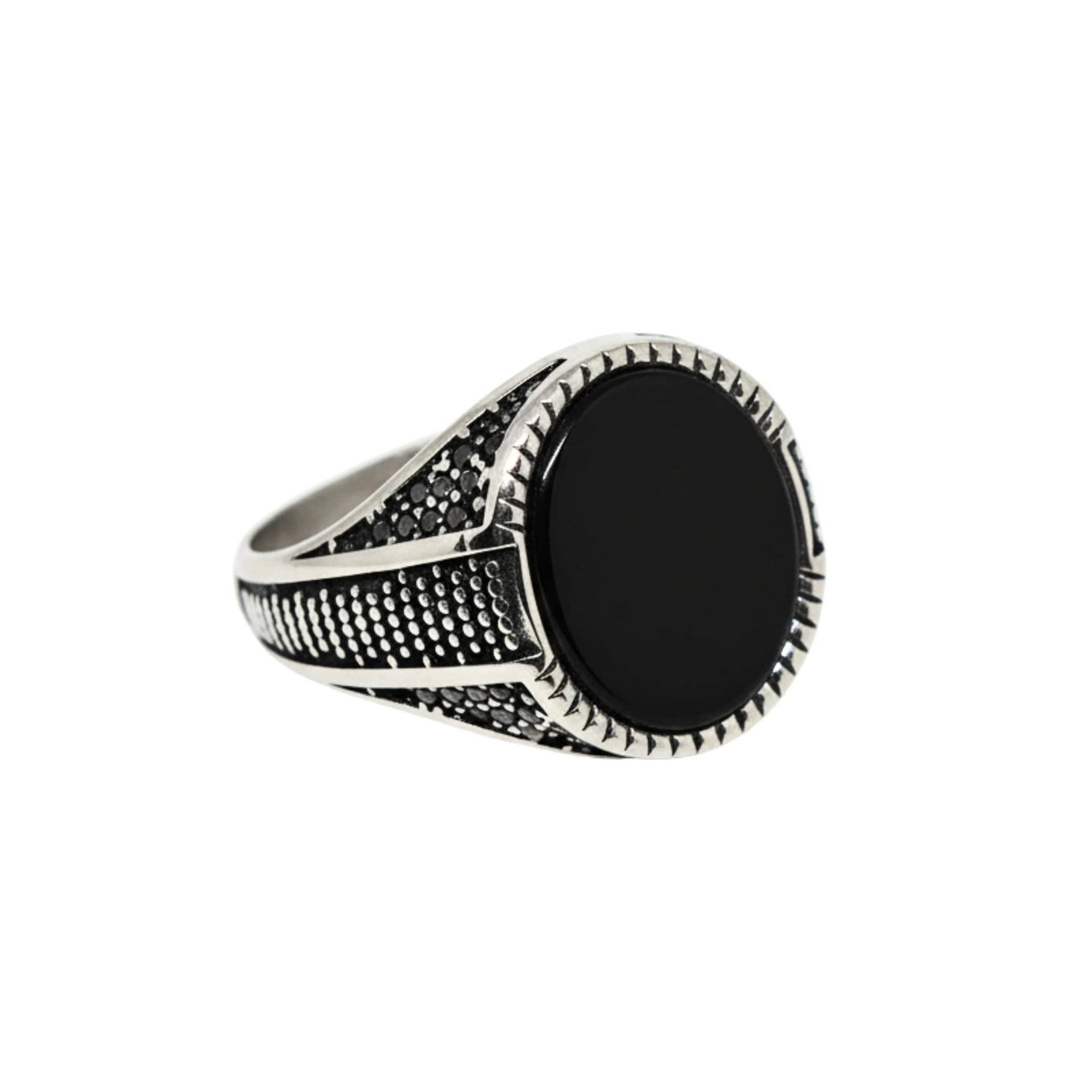 THE MEN THING Rings Royal Series - EBON GUARD RING - Pure Stainless Steel Men’s Steel-Plated Ring – Statement Luxury Jewelry (Size : 16-22-24-26-27)