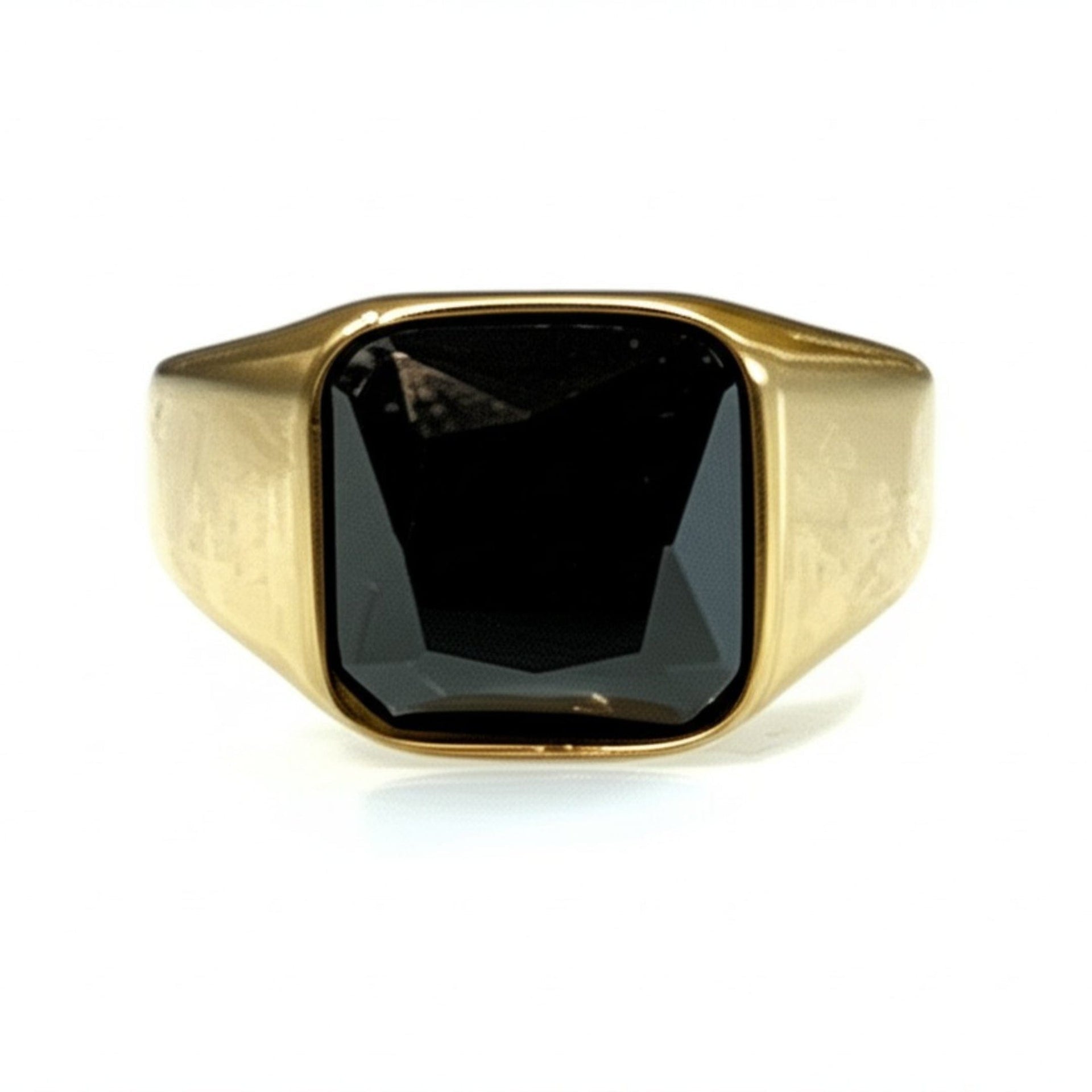 THE MEN THING Rings Royal Series - ECLIPSE MAJESTY RING - Pure Stainless Steel Men’s Gold-Plated Ring – Statement Luxury Jewelry (Size : 16-17-18-22-26-27)