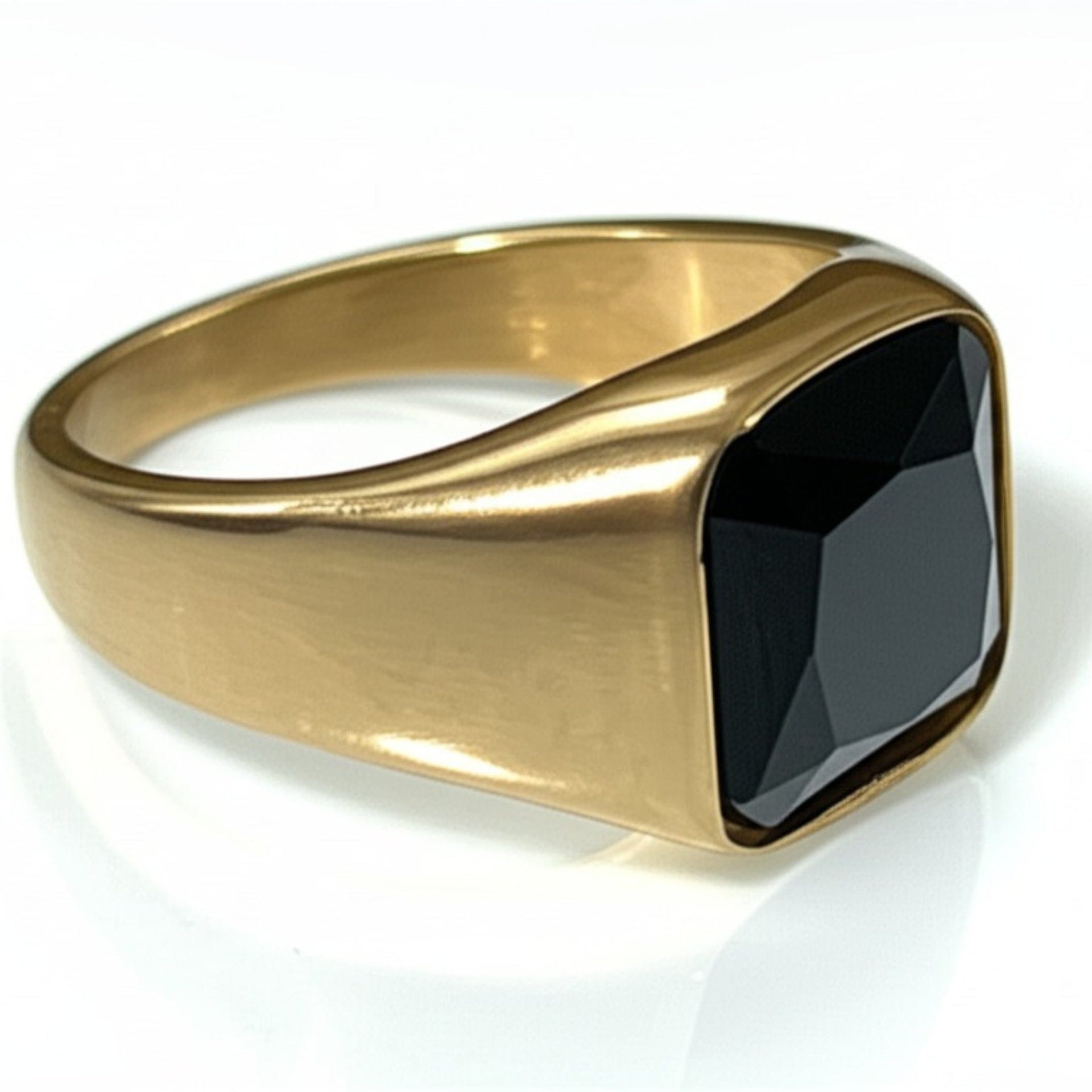 THE MEN THING Rings Royal Series - ECLIPSE MAJESTY RING - Pure Stainless Steel Men’s Gold-Plated Ring – Statement Luxury Jewelry (Size : 16-17-18-22-26-27)