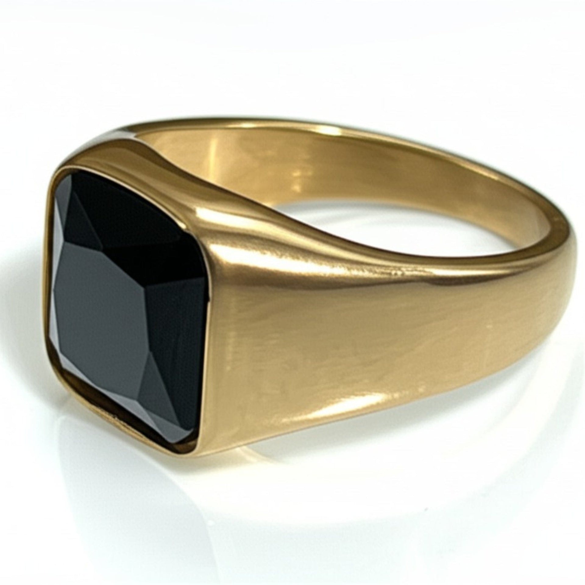 THE MEN THING Rings Royal Series - ECLIPSE MAJESTY RING - Pure Stainless Steel Men’s Gold-Plated Ring – Statement Luxury Jewelry (Size : 16-17-18-22-26-27)