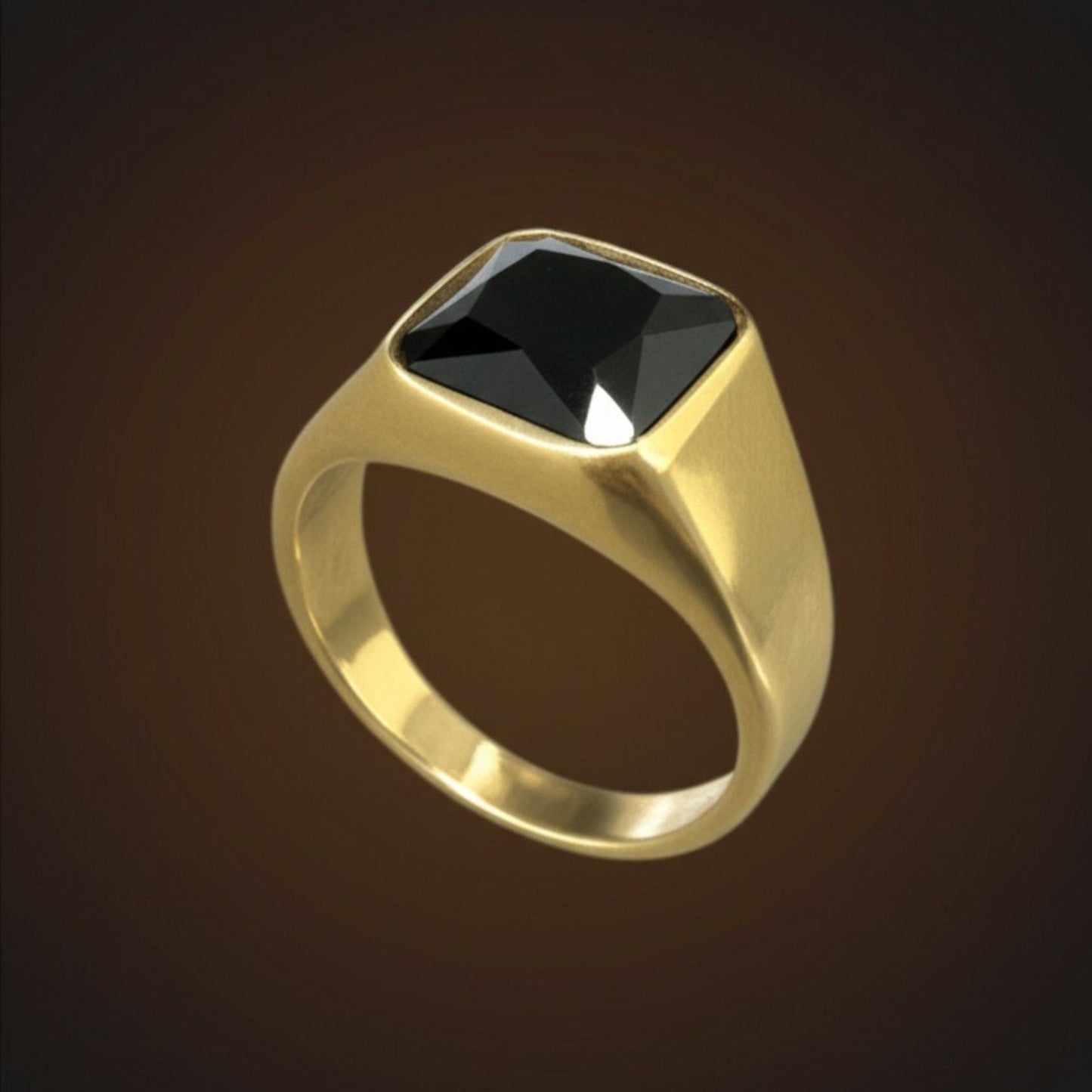 THE MEN THING Rings Royal Series - ECLIPSE MAJESTY RING - Pure Stainless Steel Men’s Gold-Plated Ring – Statement Luxury Jewelry (Size : 16-17-18-22-26-27)