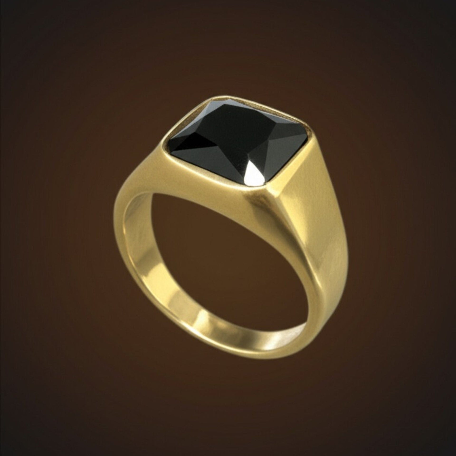 THE MEN THING Rings Royal Series - ECLIPSE MAJESTY RING - Pure Stainless Steel Men’s Gold-Plated Ring – Statement Luxury Jewelry (Size : 16-17-18-22-26-27)