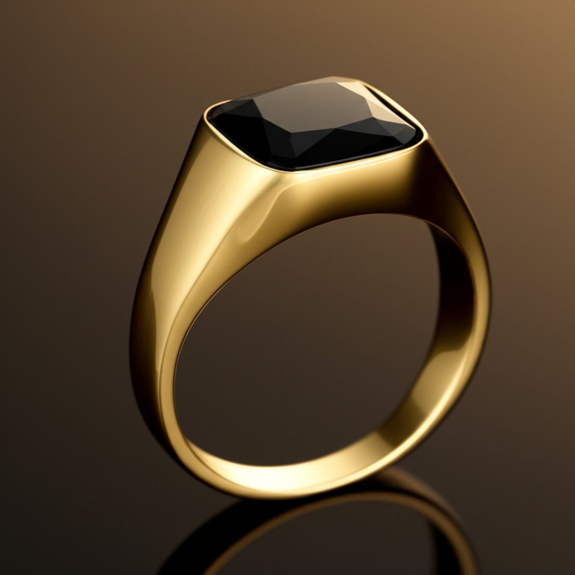 THE MEN THING Rings Royal Series - ECLIPSE MAJESTY RING - Pure Stainless Steel Men’s Gold-Plated Ring – Statement Luxury Jewelry (Size : 16-17-18-22-26-27)
