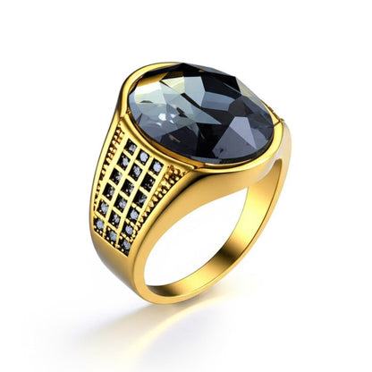 THE MEN THING Rings Royal Series - ECLIPSIAN RING - Pure Stainless Steel Men’s Gold-Plated Ring – Statement Luxury Jewelry (Size : 16-19-22-24-27)