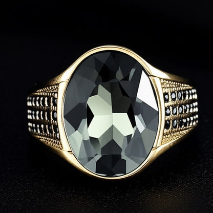 THE MEN THING Rings Royal Series - ECLIPSIAN RING - Pure Stainless Steel Men’s Gold-Plated Ring – Statement Luxury Jewelry (Size : 16-19-22-24-27)