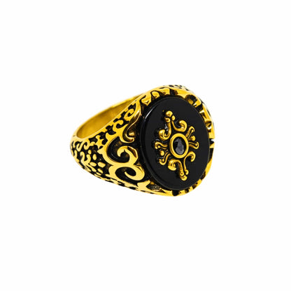 THE MEN THING Rings Royal Series - ETERNAL CREST RING - Pure Stainless Steel Men’s Gold-Plated Ring – Statement Luxury Jewelry (Size : 16-21-22-25-26-27)