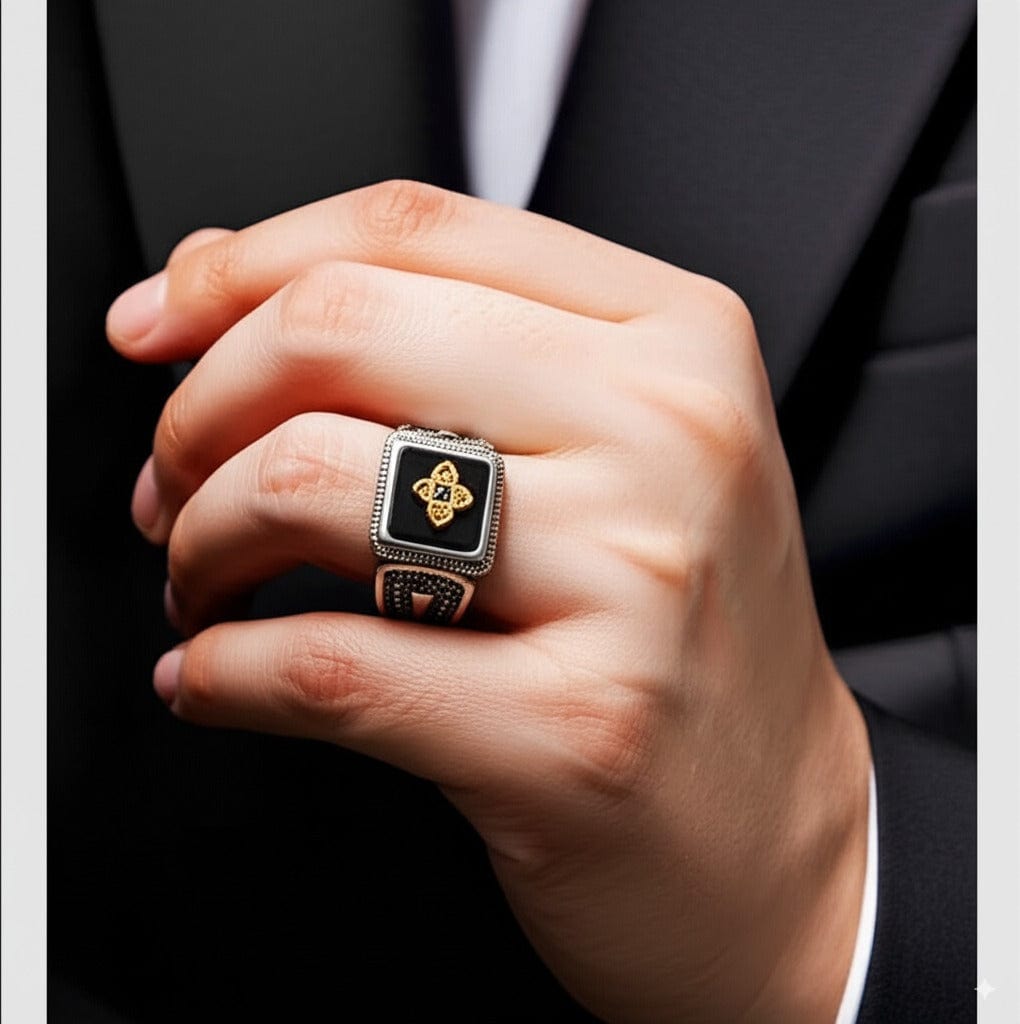 THE MEN THING Rings Royal Series - Eternal Enigma RING - Pure Stainless Steel Men’s Silver-Plated Ring – Statement Luxury Jewelry (Size : 17-22-24-26)