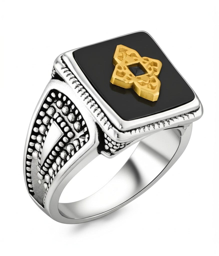 THE MEN THING Rings Royal Series - Eternal Enigma RING - Pure Stainless Steel Men’s Silver-Plated Ring – Statement Luxury Jewelry (Size : 17-22-24-26)