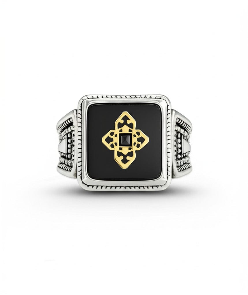THE MEN THING Rings Royal Series - Eternal Enigma RING - Pure Stainless Steel Men’s Silver-Plated Ring – Statement Luxury Jewelry (Size : 17-22-24-26)