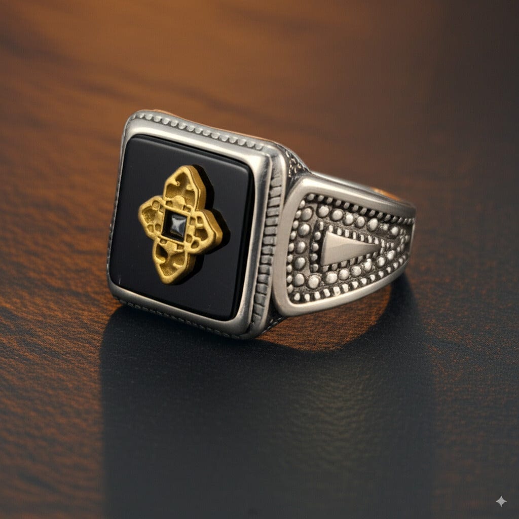 THE MEN THING Rings Royal Series - Eternal Enigma RING - Pure Stainless Steel Men’s Silver-Plated Ring – Statement Luxury Jewelry (Size : 17-22-24-26)