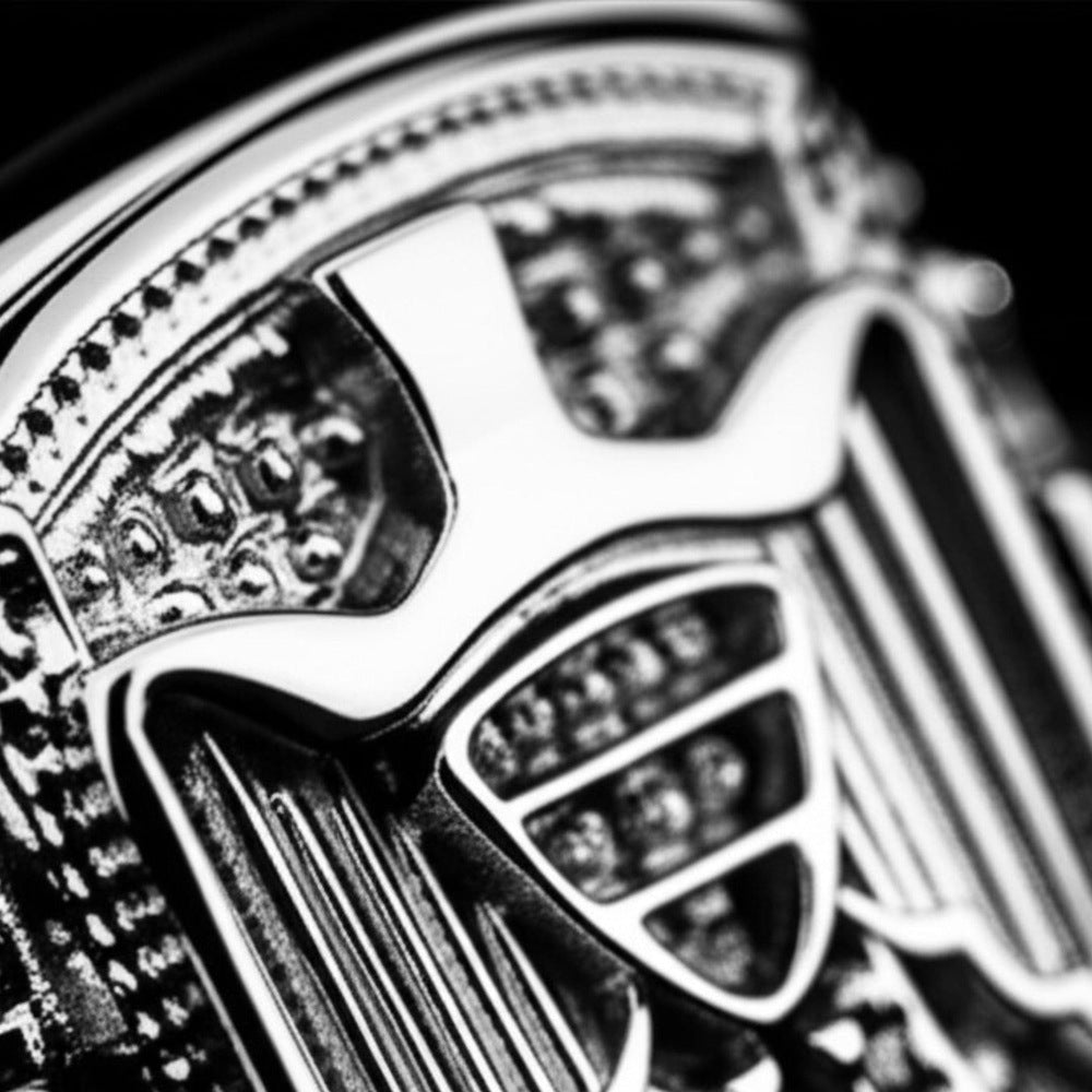 THE MEN THING Rings Royal Series - FALCRON SHIELD RING - Pure Stainless Steel Men’s Steel-Plated Ring – Statement Luxury Jewelry (Size : 19-21-24)