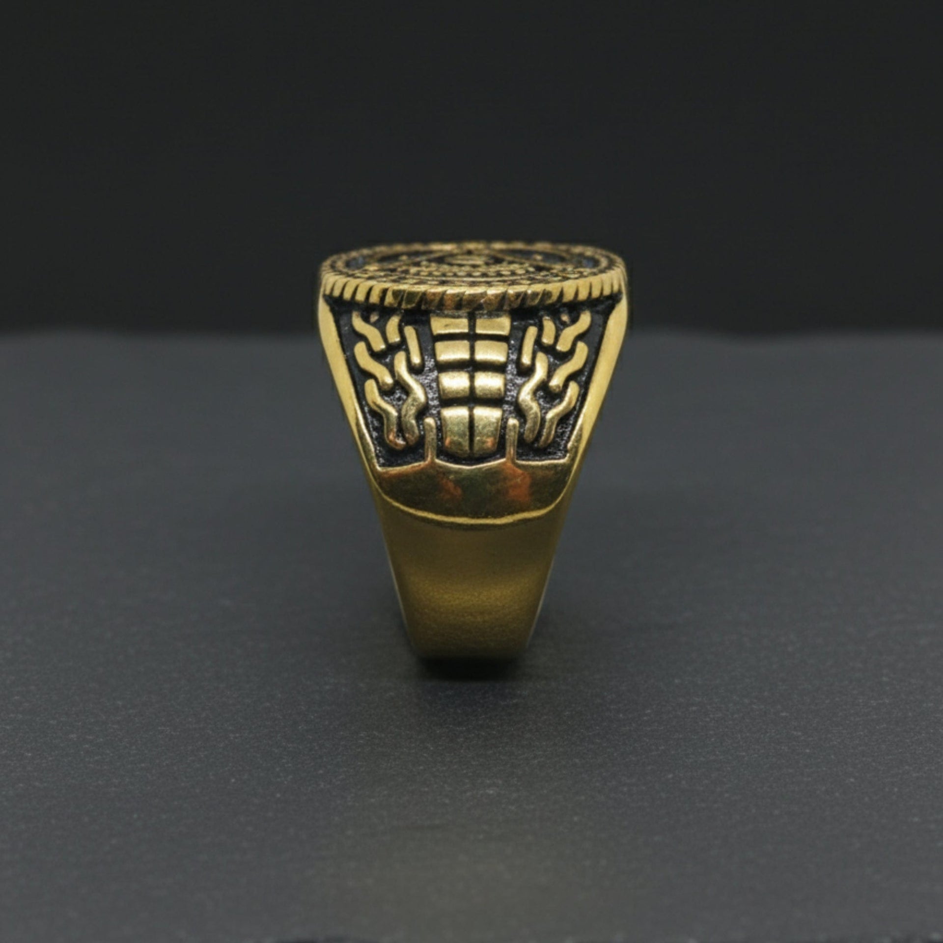 THE MEN THING Rings Royal Series - FREEMASON LEGACY RING - Pure Stainless Steel Men’s Gold-Plated Ring – Statement Luxury Jewelry (Size :17-19-22-24-25-29)