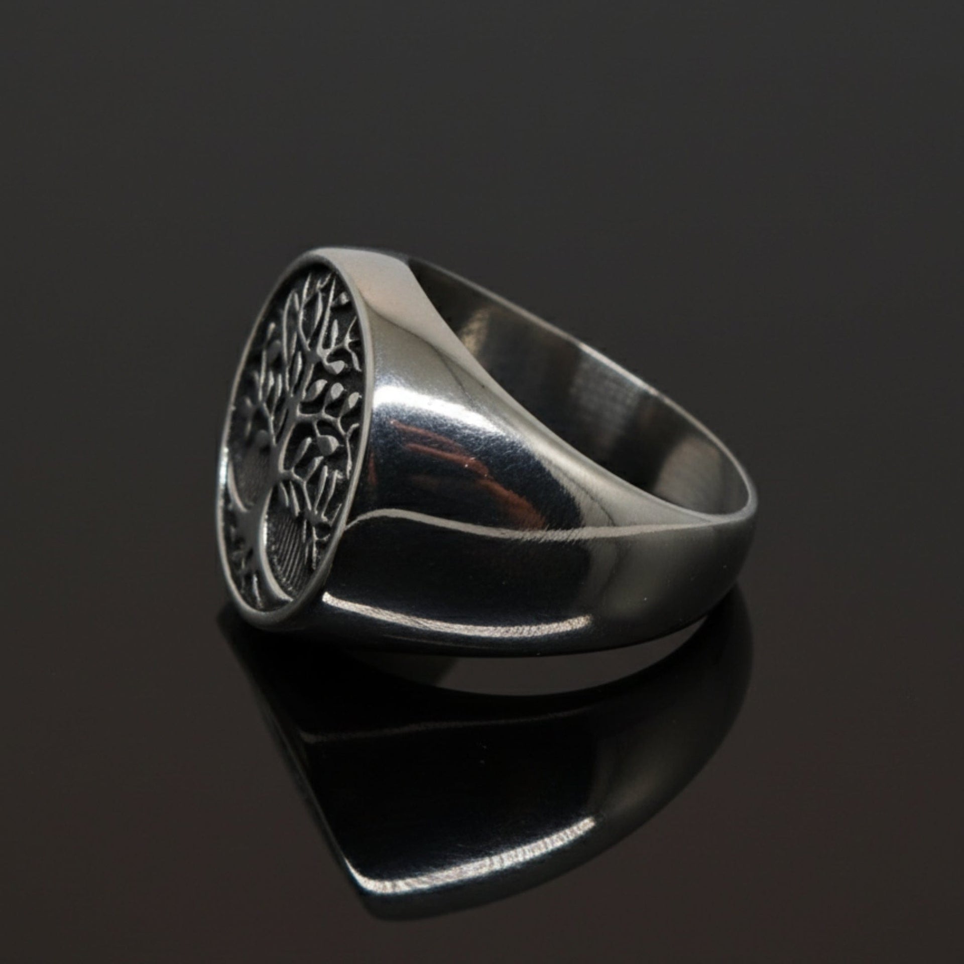 THE MEN THING Rings Royal Series - GENESIS TREE RING - Pure Stainless Steel Men’s Steel-Plated Ring – Statement Luxury Jewelry (Size : 16-19-21-22-24-26-29-31-32)