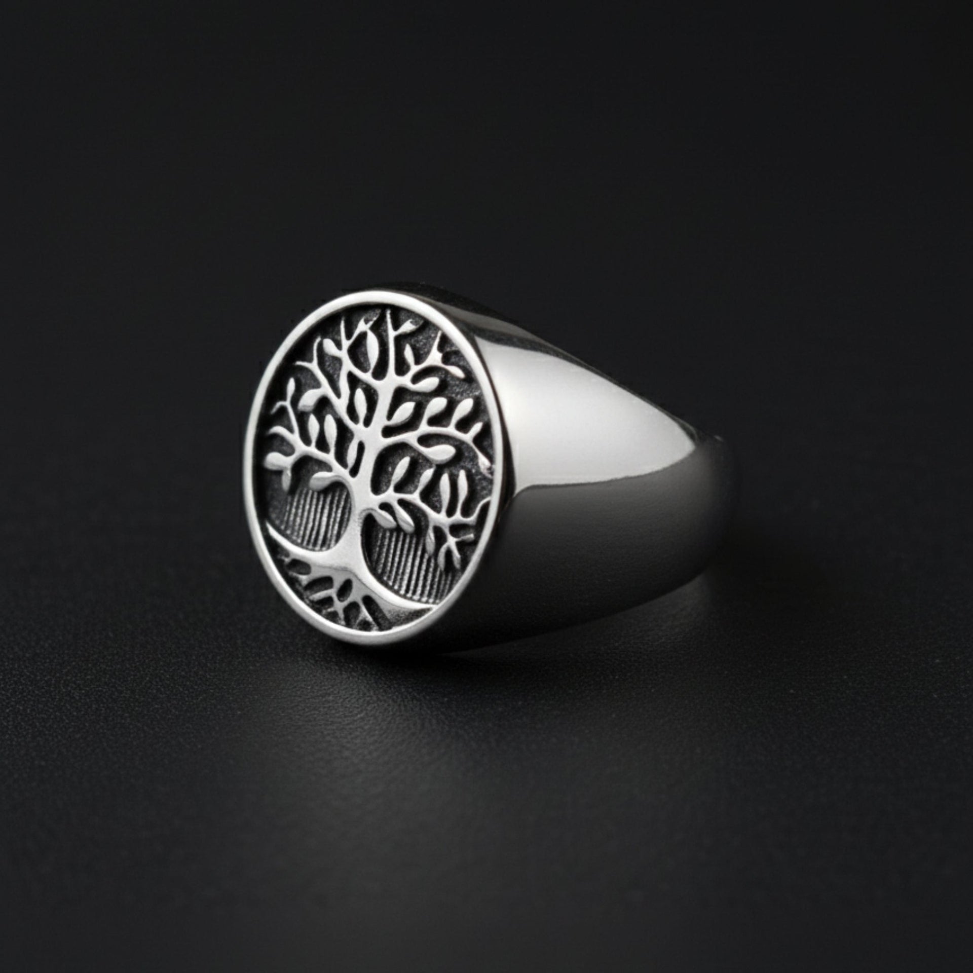 THE MEN THING Rings Royal Series - GENESIS TREE RING - Pure Stainless Steel Men’s Steel-Plated Ring – Statement Luxury Jewelry (Size : 16-19-21-22-24-26-29-31-32)