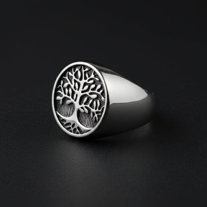 THE MEN THING Rings Royal Series - GENESIS TREE RING - Pure Stainless Steel Men’s Steel-Plated Ring – Statement Luxury Jewelry (Size : 16-19-21-22-24-26-29-31-32)