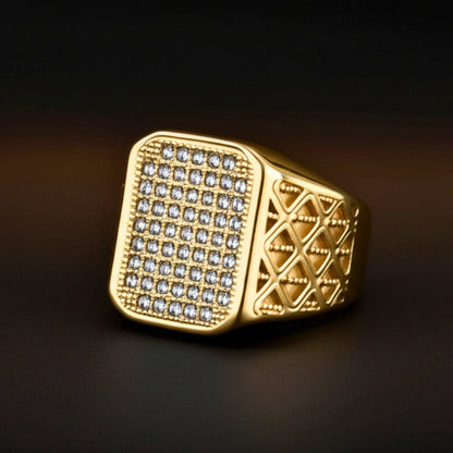 THE MEN THING Rings Royal Series - GILDANE RING - Pure Stainless Steel Men’s Gold-Plated Ring – Statement Luxury Jewelry (Size : 16-17-19-22-23-25-27)