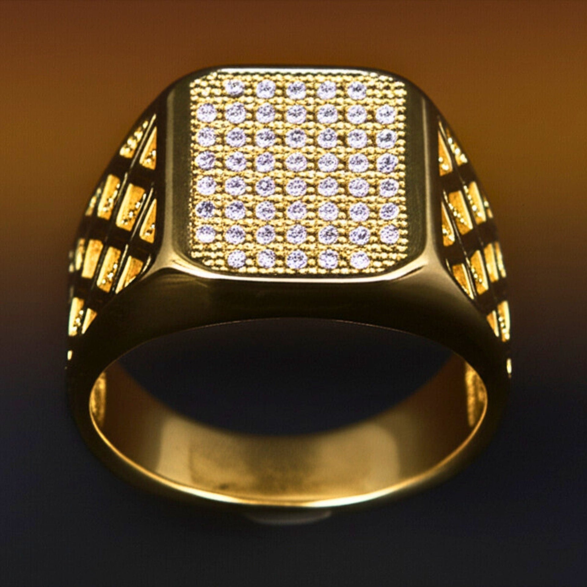 THE MEN THING Rings Royal Series - GILDANE RING - Pure Stainless Steel Men’s Gold-Plated Ring – Statement Luxury Jewelry (Size : 16-17-19-22-23-25-27)