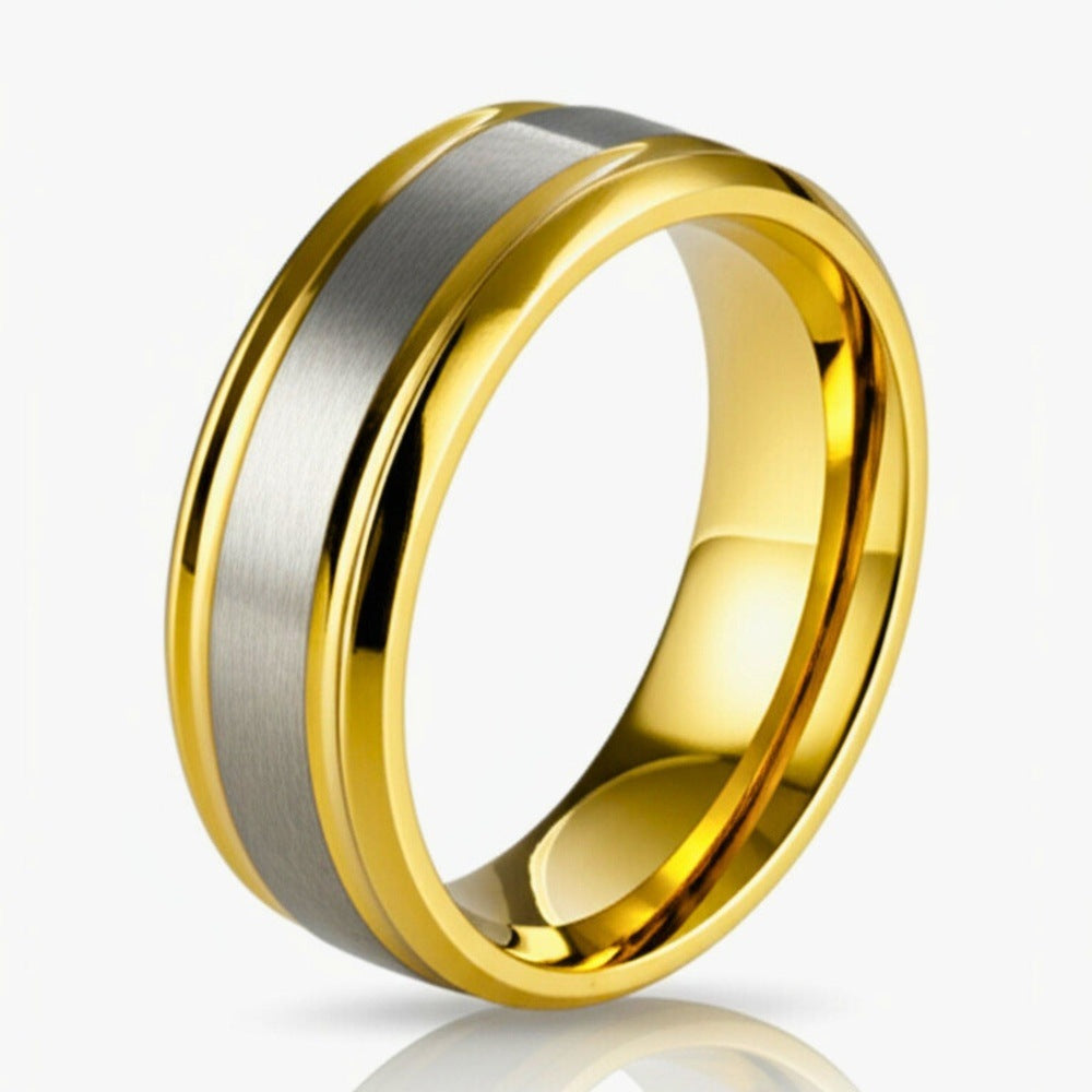 THE MEN THING Rings Royal Series - GILDED CORE RING - Pure Stainless Steel Men’s Gold-Steel-Plated Ring – Statement Luxury Jewelry (Size : 17-19-22-25-27)