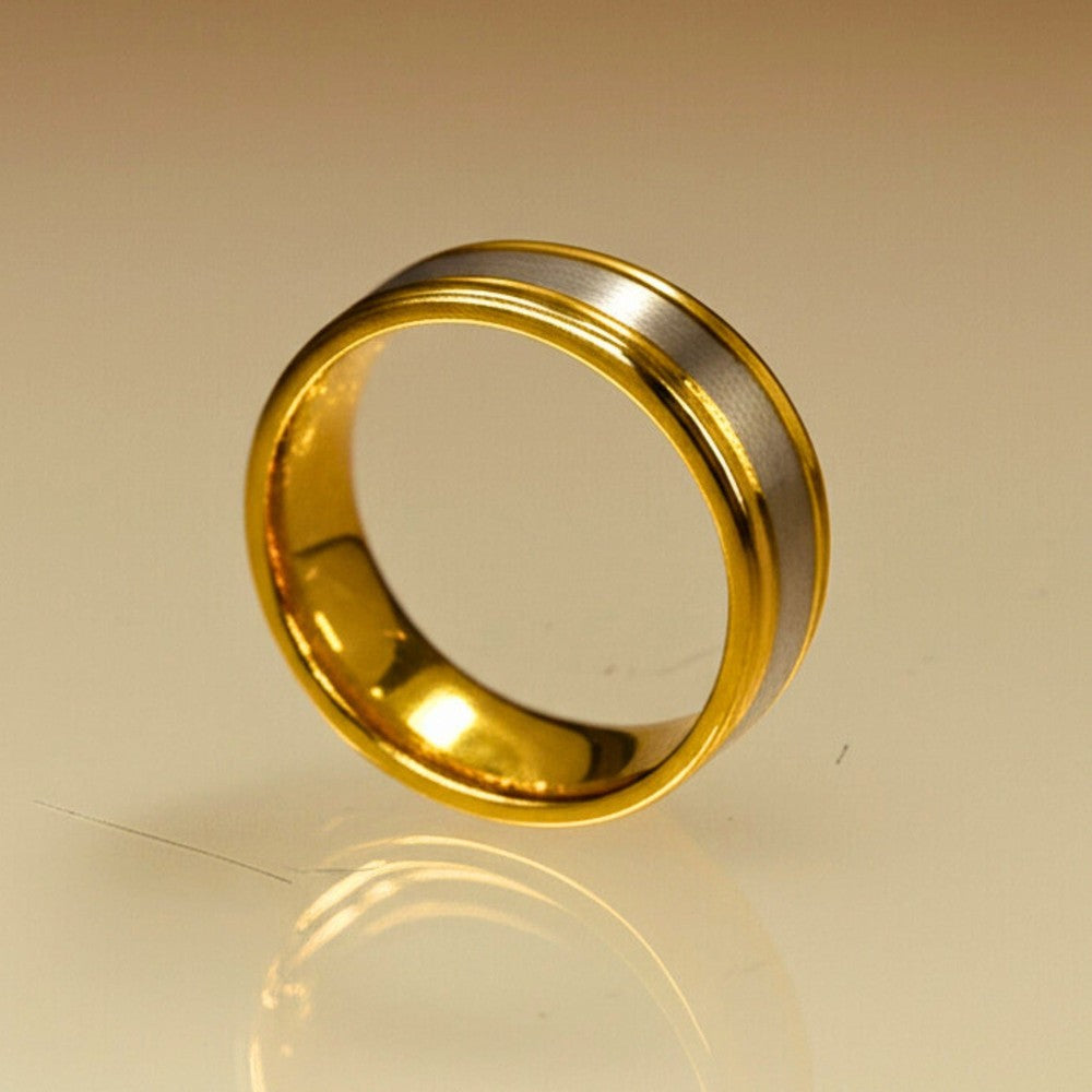 THE MEN THING Rings Royal Series - GILDED CORE RING - Pure Stainless Steel Men’s Gold-Steel-Plated Ring – Statement Luxury Jewelry (Size : 17-19-22-25-27)