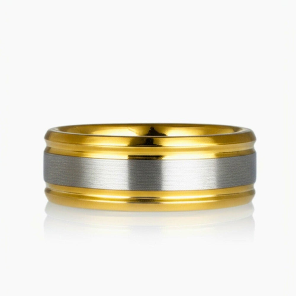 THE MEN THING Rings Royal Series - GILDED CORE RING - Pure Stainless Steel Men’s Gold-Steel-Plated Ring – Statement Luxury Jewelry (Size : 17-19-22-25-27)