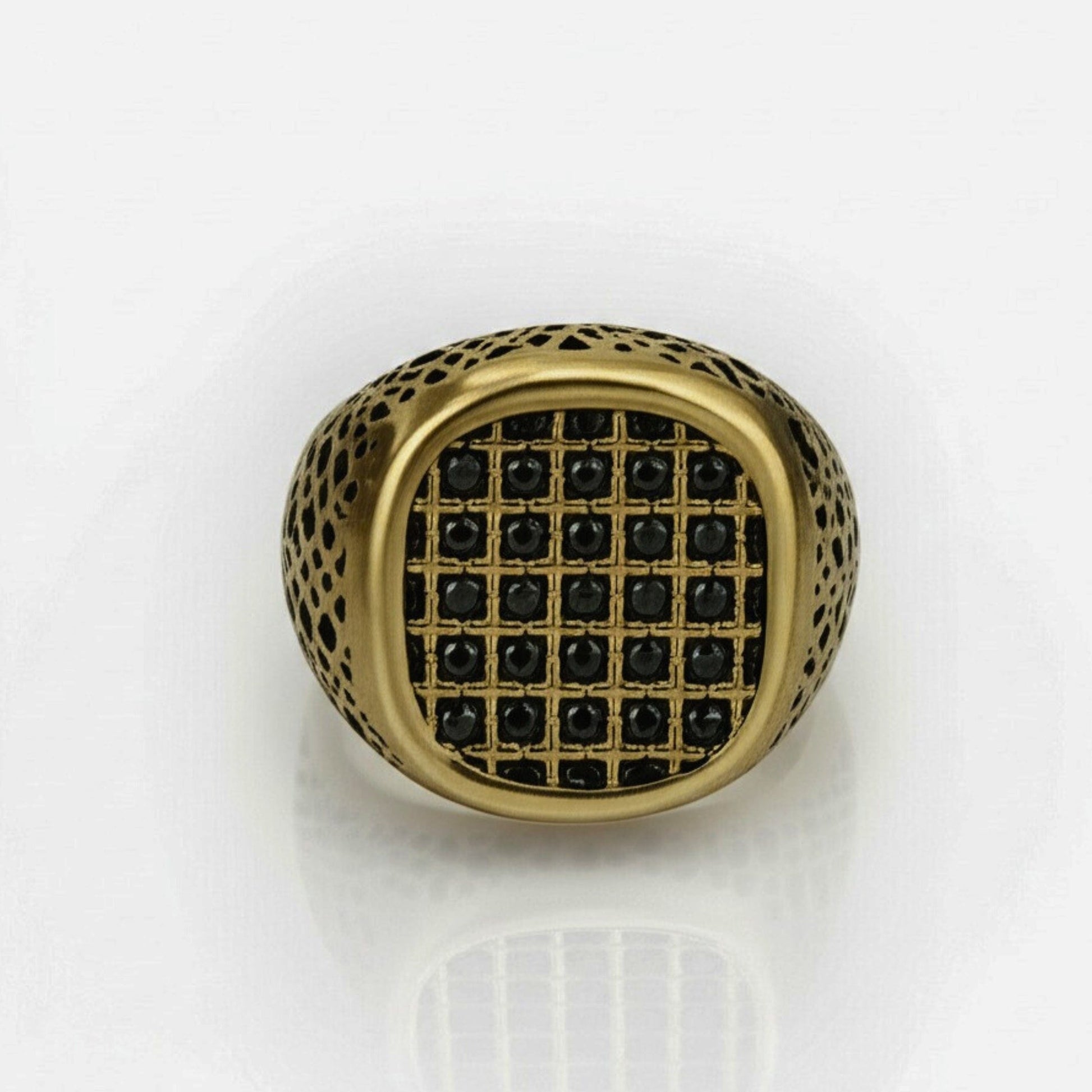 THE MEN THING Rings Royal Series - GILDED DOMINION RING - Pure Stainless Steel Men’s Gold-Plated Ring – Statement Luxury Jewelry (Size : -19-22-24)
