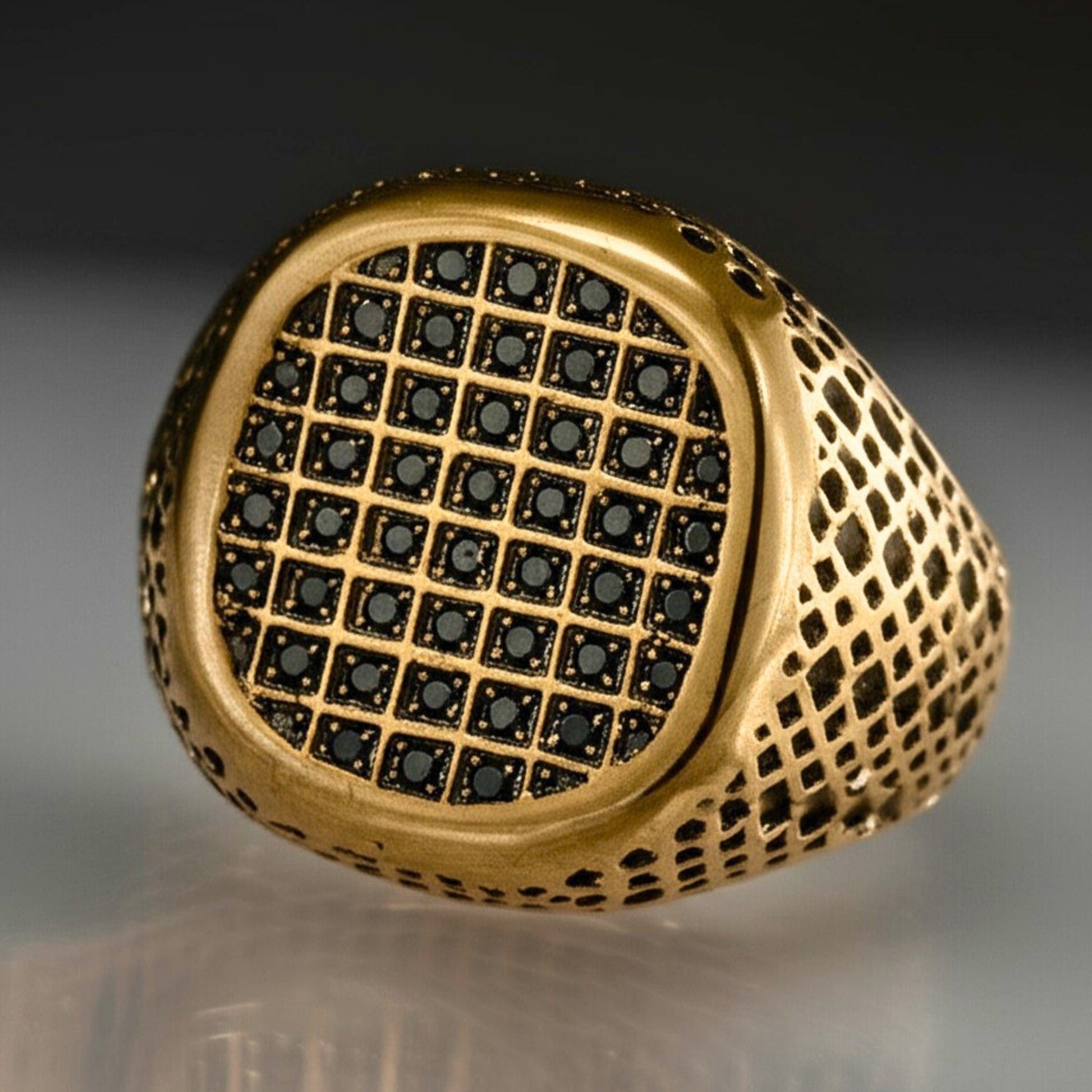 THE MEN THING Rings Royal Series - GILDED DOMINION RING - Pure Stainless Steel Men’s Gold-Plated Ring – Statement Luxury Jewelry (Size : -19-22-24)
