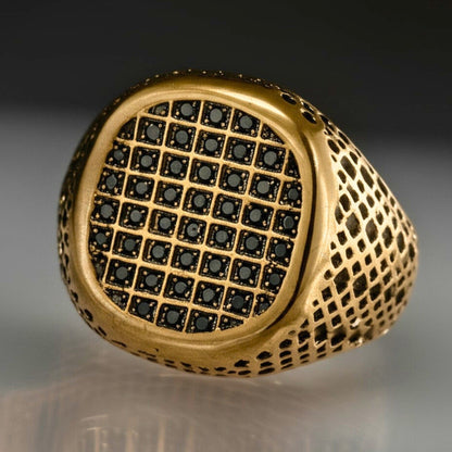 THE MEN THING Rings Royal Series - GILDED DOMINION RING - Pure Stainless Steel Men’s Gold-Plated Ring – Statement Luxury Jewelry (Size : -19-22-24)