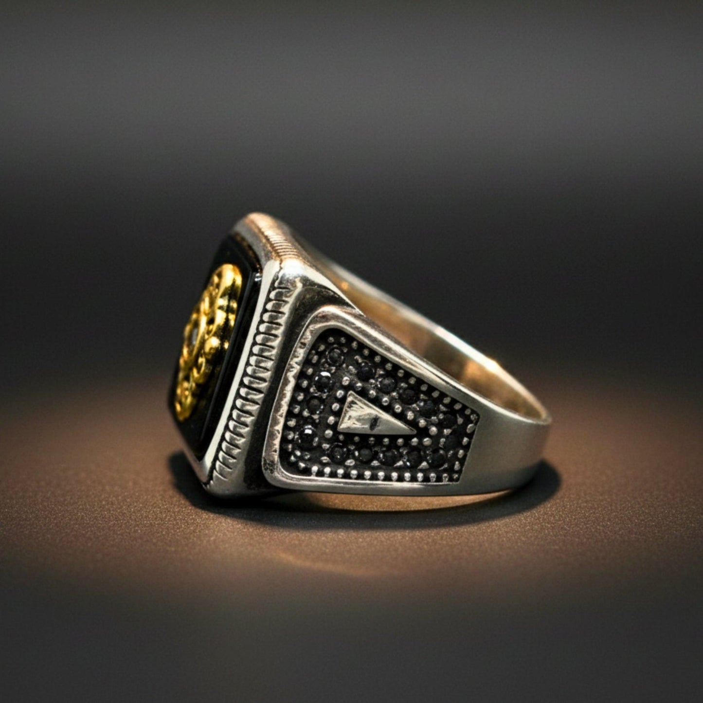 THE MEN THING Rings Royal Series - GILDED SIGIL RING - Pure Stainless Steel Men’s Silver-Plated Ring – Statement Luxury Jewelry (Size : 16-17-18-21-22-24-26-27)