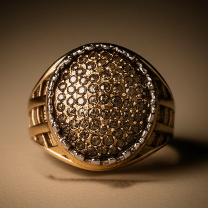 THE MEN THING Rings Royal Series - GOLD SPARK RING - Pure Stainless Steel Men’s Gold-Plated Ring – Statement Luxury Jewelry (Size : 20-22-24)