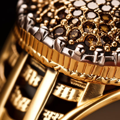 THE MEN THING Rings Royal Series - GOLD SPARK RING - Pure Stainless Steel Men’s Gold-Plated Ring – Statement Luxury Jewelry (Size : 20-22-24)