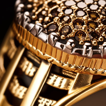 THE MEN THING Rings Royal Series - GOLD SPARK RING - Pure Stainless Steel Men’s Gold-Plated Ring – Statement Luxury Jewelry (Size : 20-22-24)