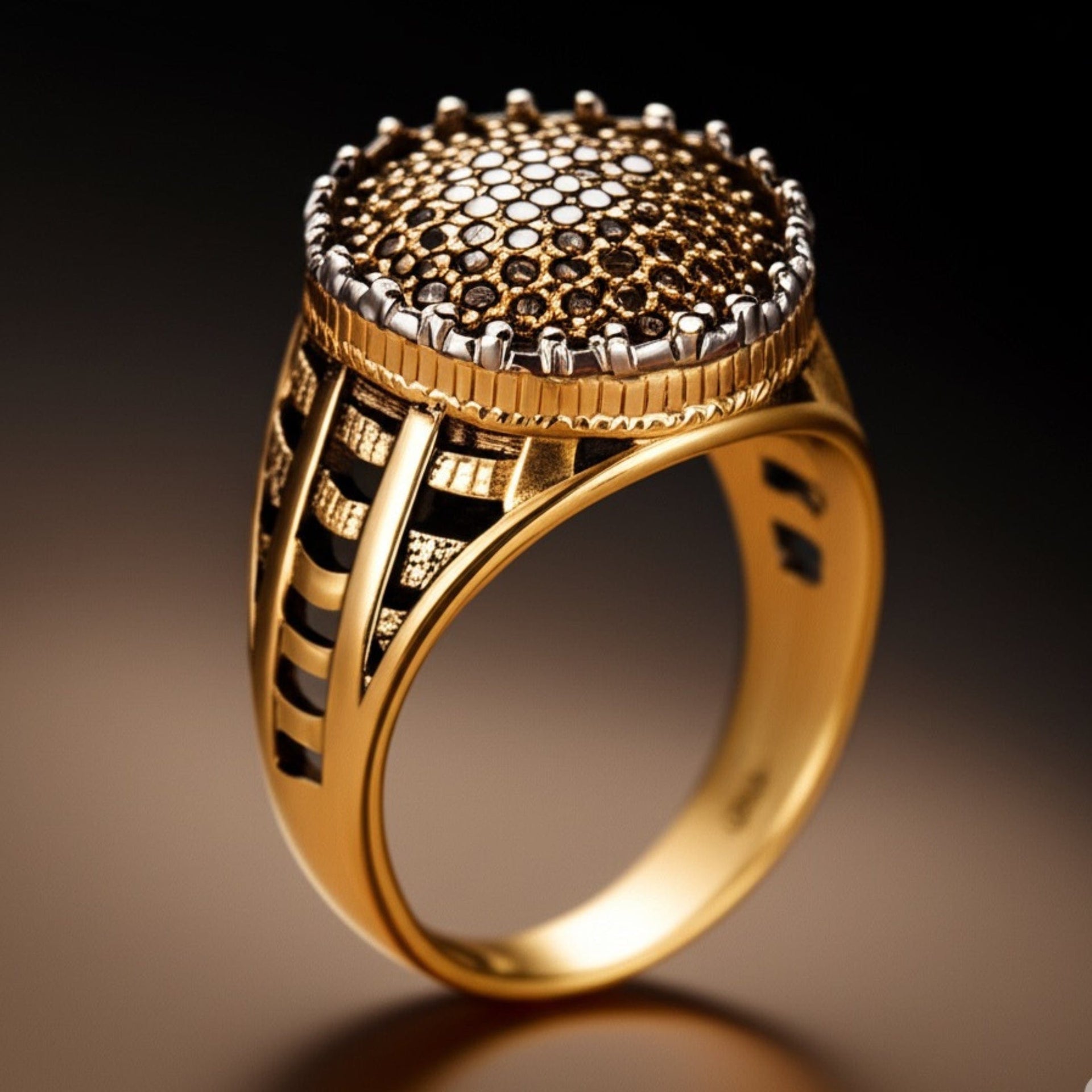 THE MEN THING Rings Royal Series - GOLD SPARK RING - Pure Stainless Steel Men’s Gold-Plated Ring – Statement Luxury Jewelry (Size : 20-22-24)