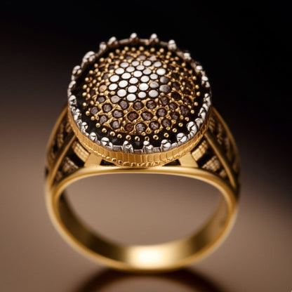 THE MEN THING Rings Royal Series - GOLD SPARK RING - Pure Stainless Steel Men’s Gold-Plated Ring – Statement Luxury Jewelry (Size : 20-22-24)