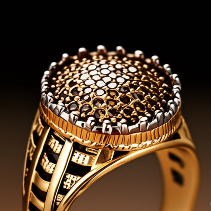 THE MEN THING Rings Royal Series - GOLD SPARK RING - Pure Stainless Steel Men’s Gold-Plated Ring – Statement Luxury Jewelry (Size : 20-22-24)