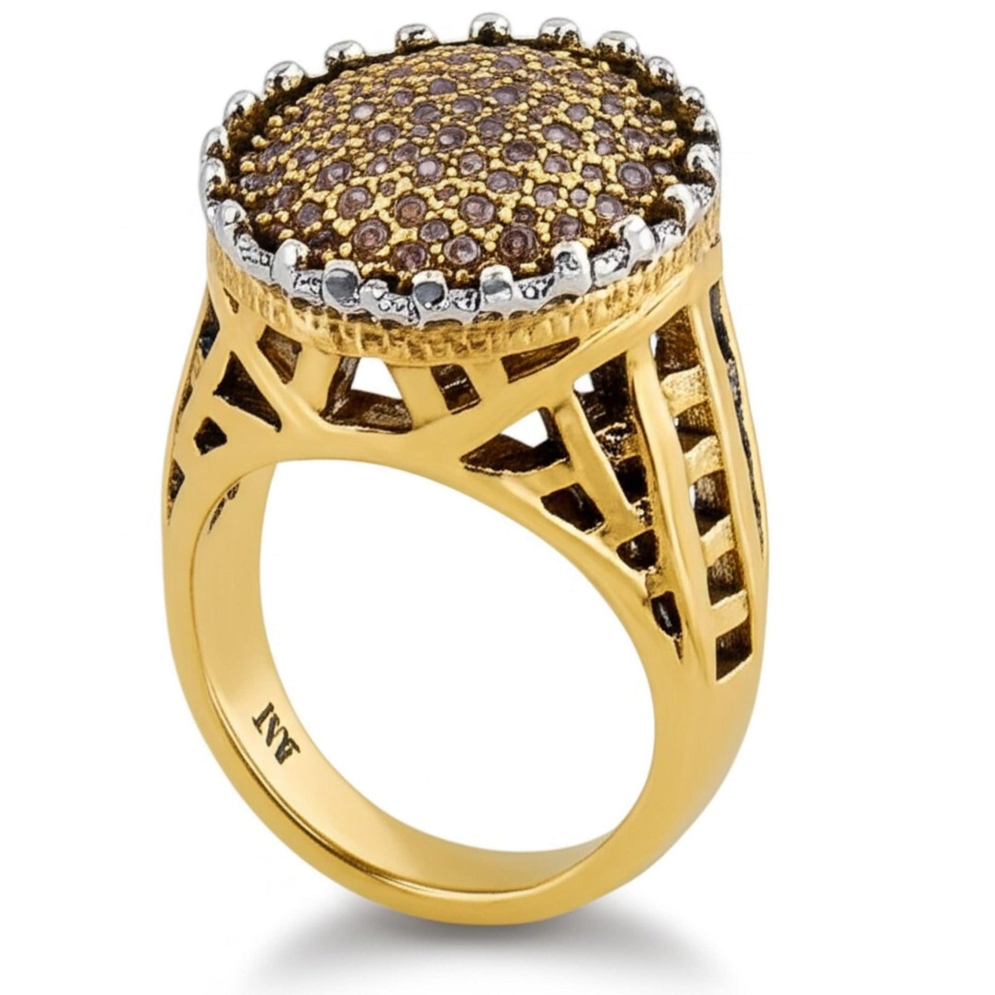 THE MEN THING Rings Royal Series - GOLD SPARK RING - Pure Stainless Steel Men’s Gold-Plated Ring – Statement Luxury Jewelry (Size : 20-22-24)