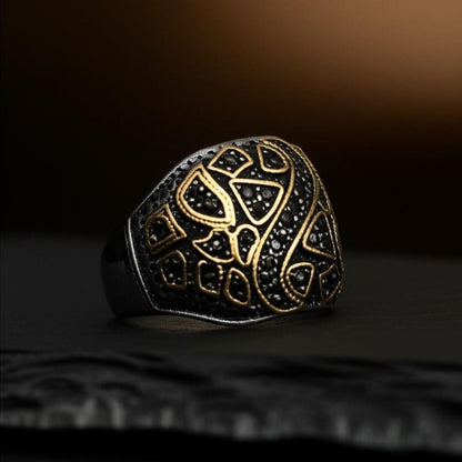 THE MEN THING Rings Royal Series - GOLDEN BASILISK RING - Pure Stainless Steel Men’s Steel-Plated Ring – Statement Luxury Jewelry (Size : 21-24)