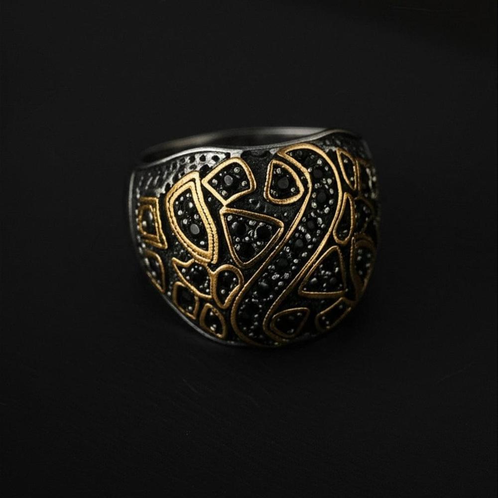 THE MEN THING Rings Royal Series - GOLDEN BASILISK RING - Pure Stainless Steel Men’s Steel-Plated Ring – Statement Luxury Jewelry (Size : 21-24)