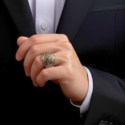 THE MEN THING Rings Royal Series - GOLDEN BASILISK RING - Pure Stainless Steel Men’s Steel-Plated Ring – Statement Luxury Jewelry (Size : 21-24)