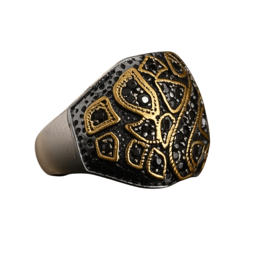 THE MEN THING Rings Royal Series - GOLDEN BASILISK RING - Pure Stainless Steel Men’s Steel-Plated Ring – Statement Luxury Jewelry (Size : 21-24)