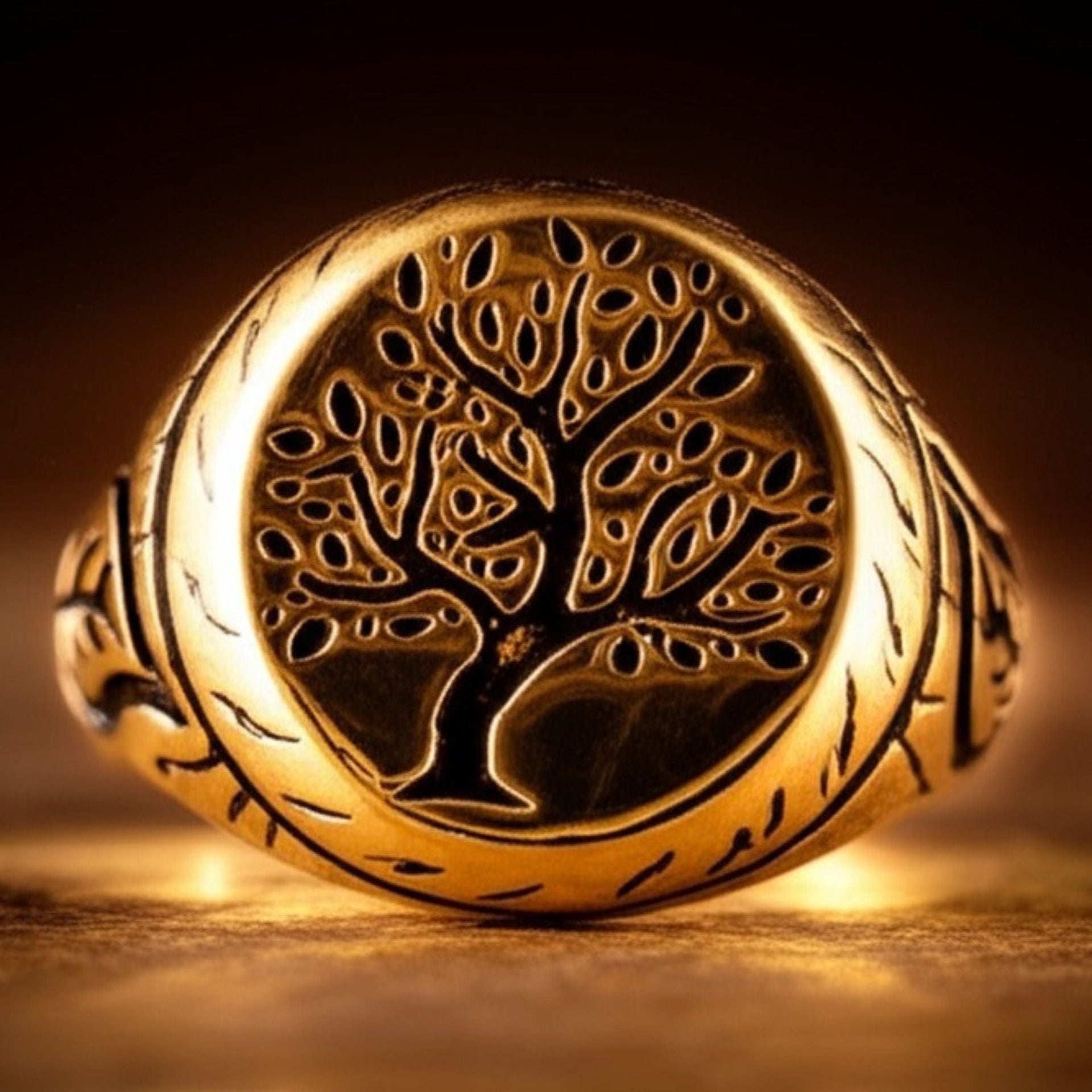 THE MEN THING Rings Royal Series - GOLDEN GENESIS RING - Pure Stainless Steel Men’s Gold-Plated Ring – Statement Luxury Jewelry (Size : 19-21-24)
