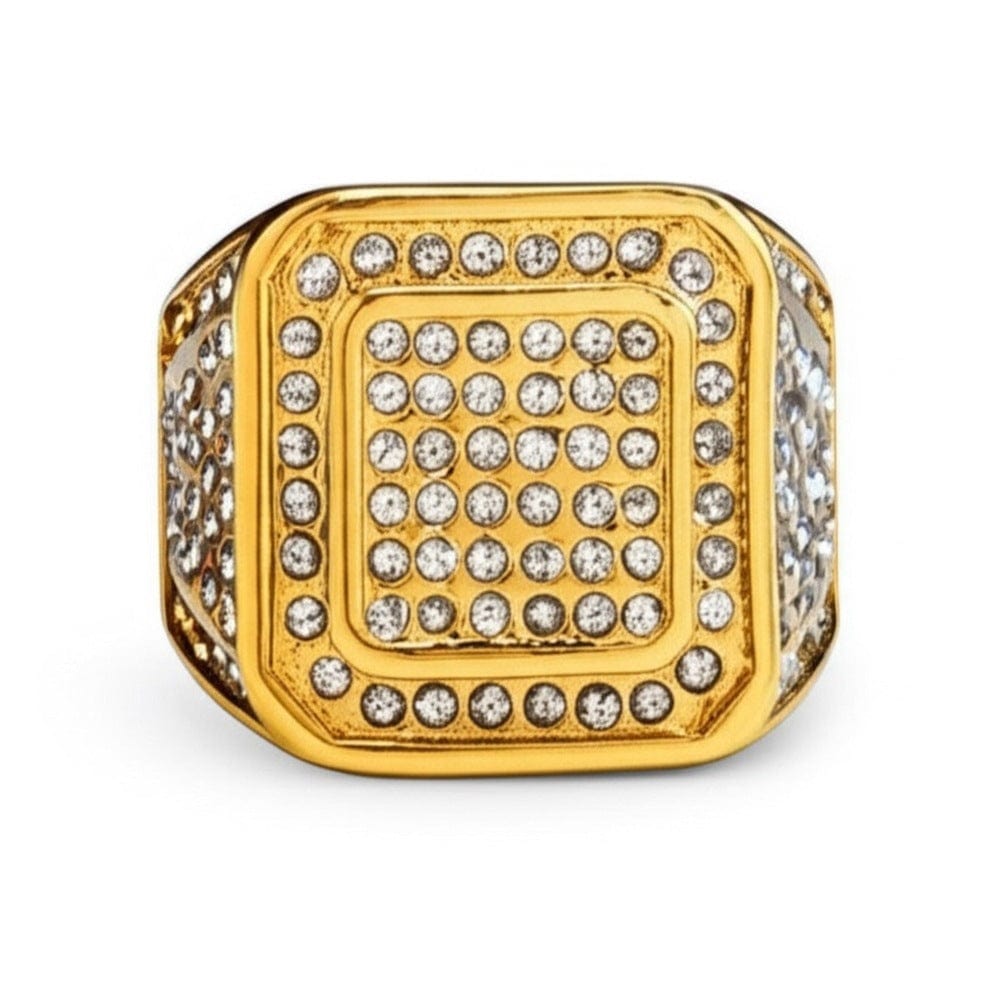 THE MEN THING Rings Royal Series - GOLDEN GLORY RING - Pure Stainless Steel Men’s Golden -Plated Ring – Statement Luxury Jewelry (Size : 16-19-21-24-26)