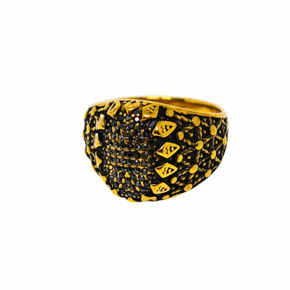 THE MEN THING Rings Royal Series - GOLDEN HIVE RING - Pure Stainless Steel Men’s Gold-Plated Ring – Statement Luxury Jewelry (Size : 17-21-22-26-27)
