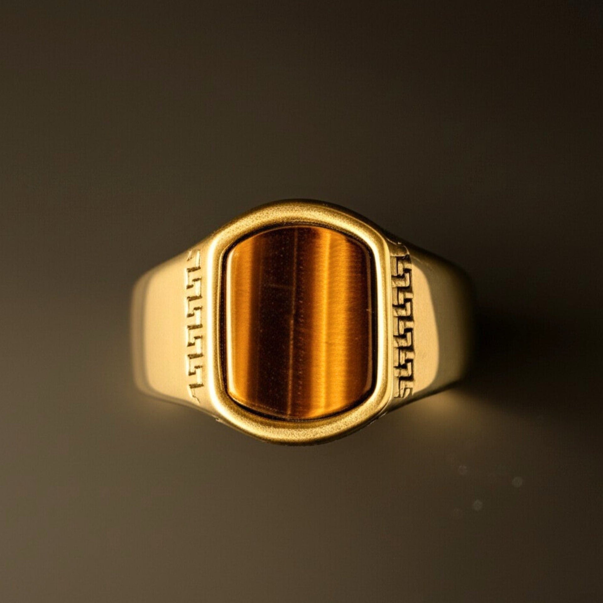 THE MEN THING Rings Royal Series - GOLDEN ODYSSEY RING - Pure Stainless Steel Men’s Gold-Plated Ring – Statement Luxury Jewelry (Size : 16-21-27)