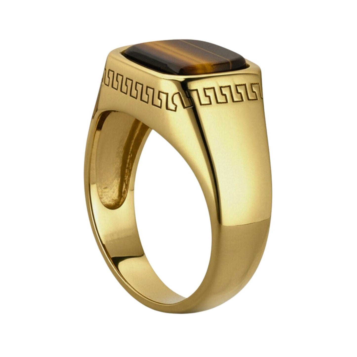 THE MEN THING Rings Royal Series - GOLDEN ODYSSEY RING - Pure Stainless Steel Men’s Gold-Plated Ring – Statement Luxury Jewelry (Size : 16-21-27)